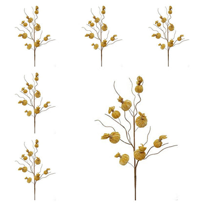 Pumpkin Spray, Botanicals Decor For Harvest Festival Fall Festival &amp; Thanksgiving Table Decorations (Set of 6) - Yellow