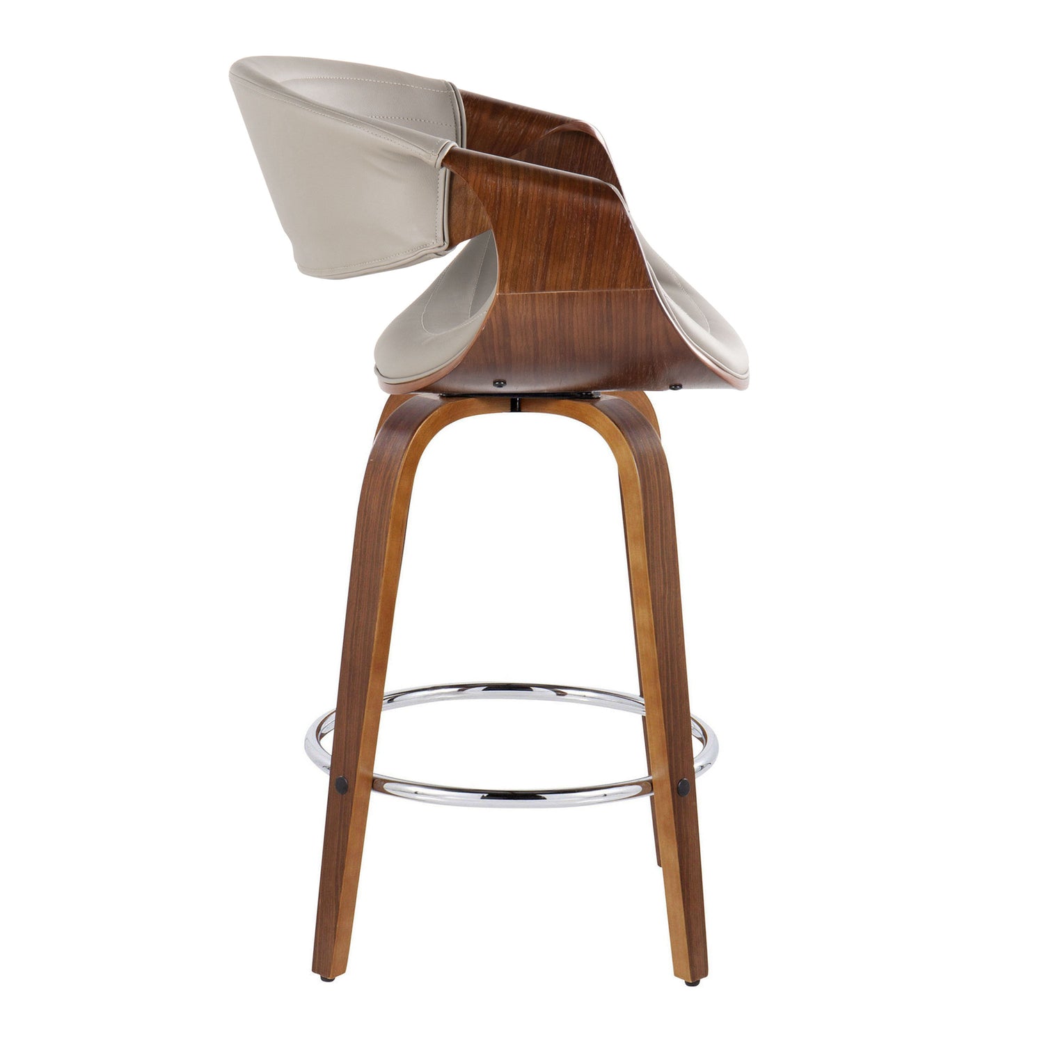 Symphony - Mid Century Modern Fixed Height Counter Stool &amp; Swivel With Round Footrest (Set of 2)