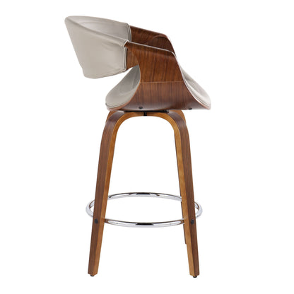 Symphony - Mid Century Modern Fixed Height Counter Stool &amp; Swivel With Round Footrest (Set of 2)