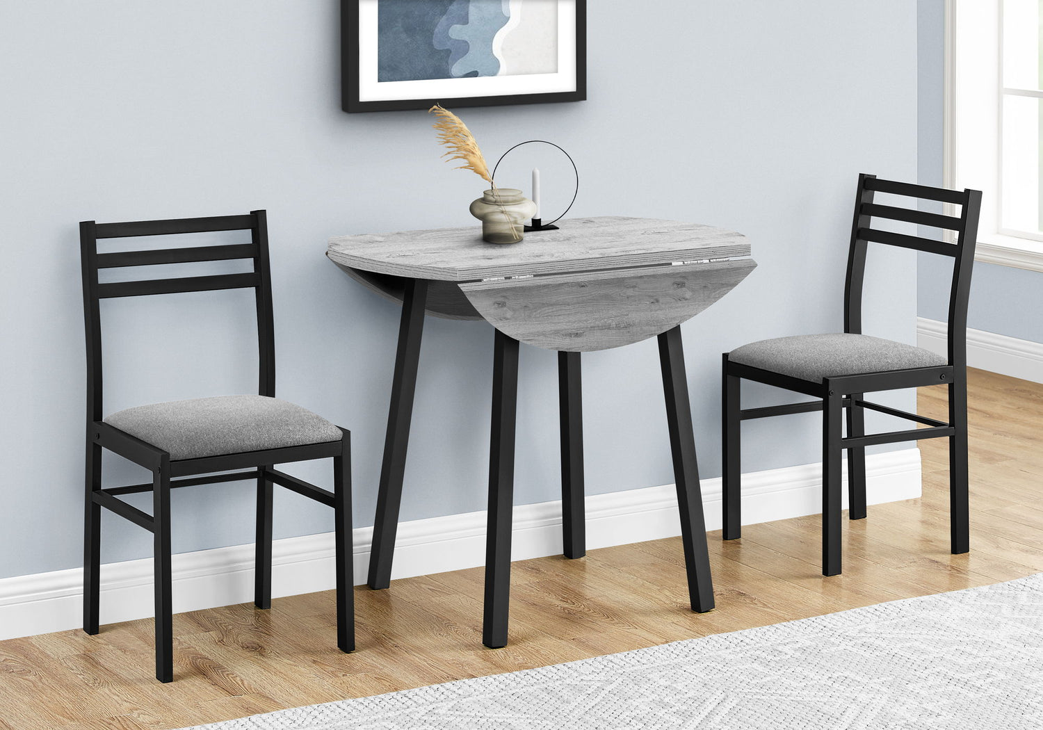 3 Pieces Dining Table Set, Small, Drop Leaf, Contemporary &amp; Modern