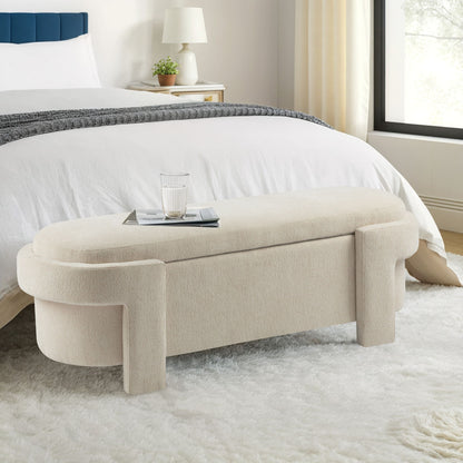 Versatile Storage Ottoman Bench, Spacious &amp; Durable - Beige