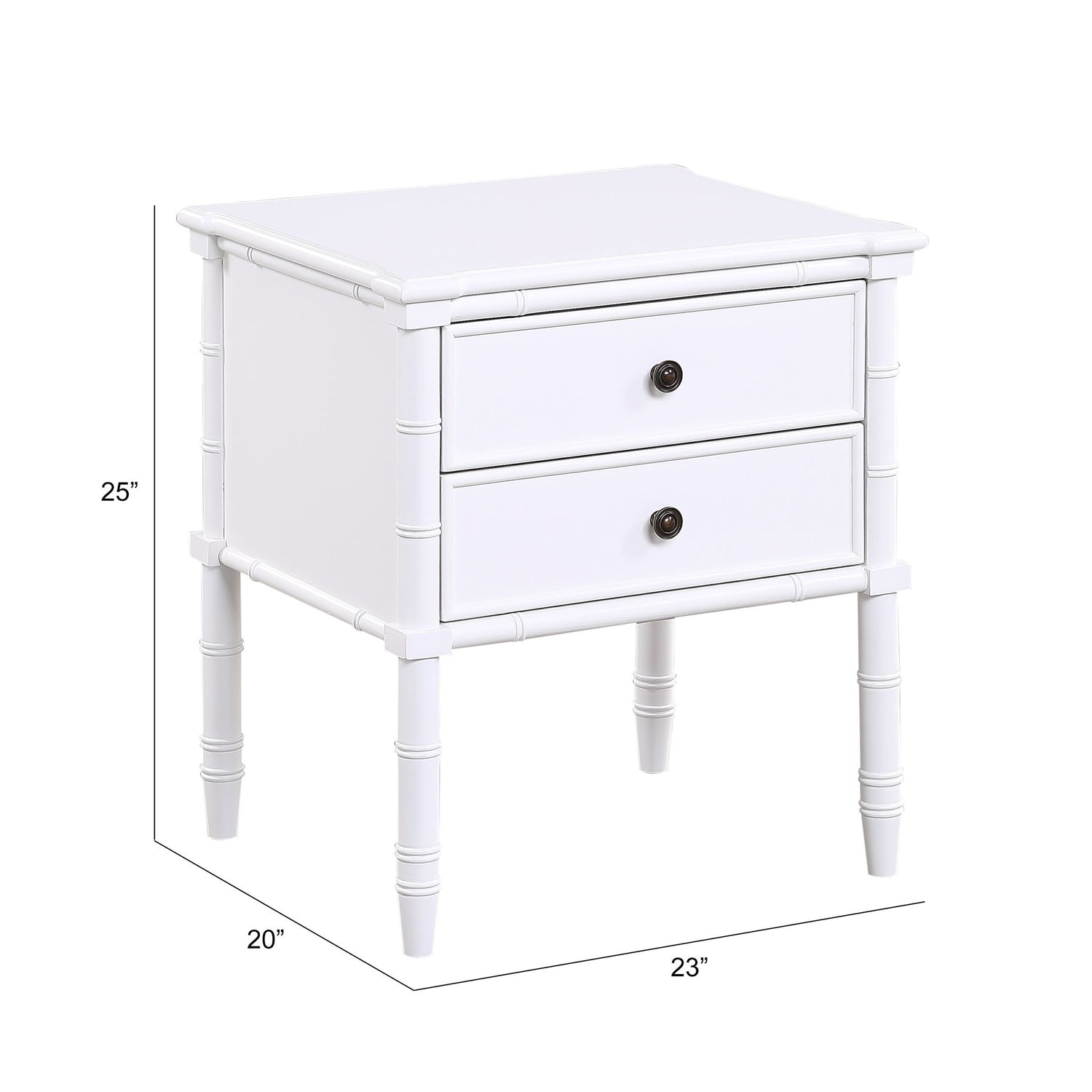 Emmett - 2 Drawer Nightstand With Carved Legs - White