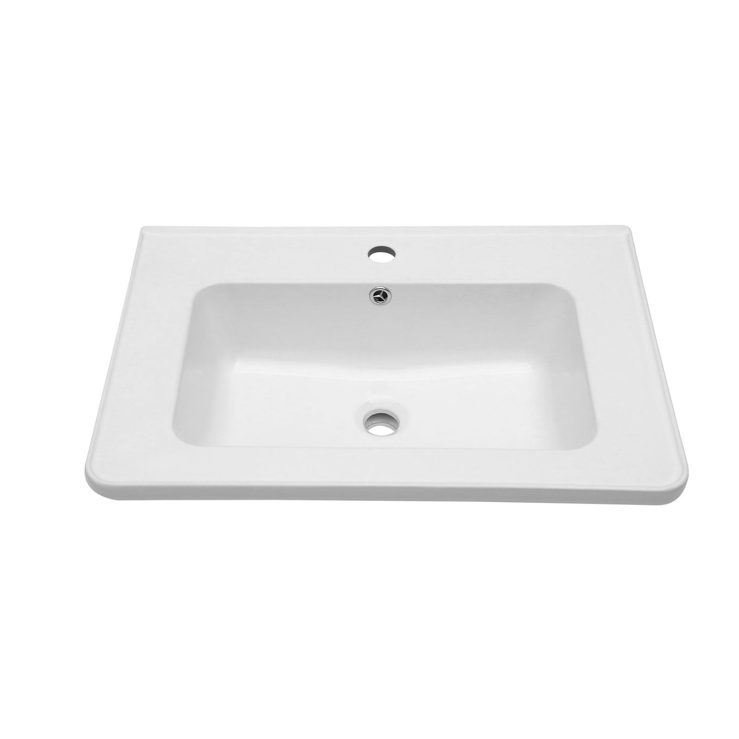 Rectangular Single Vanity Top With 1 Faucet Hole And Overflow, 28 X 19&quot; - White