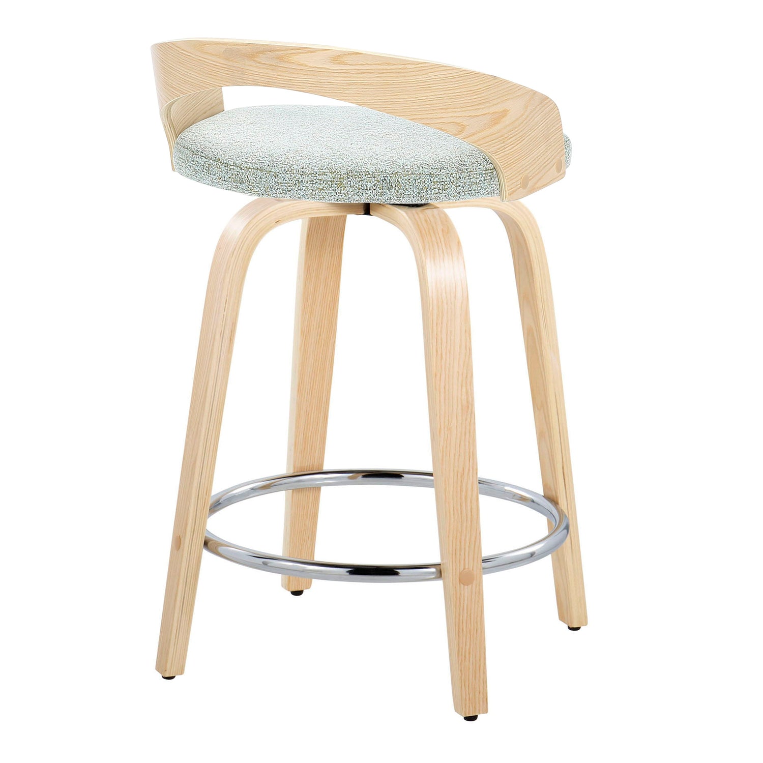 Grotto - Contemporary Fixed Height Counter Stool &amp; Swivel, Round Footrest (Set of 2)