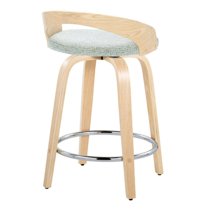 Grotto - Contemporary Fixed Height Counter Stool &amp; Swivel, Round Footrest (Set of 2)