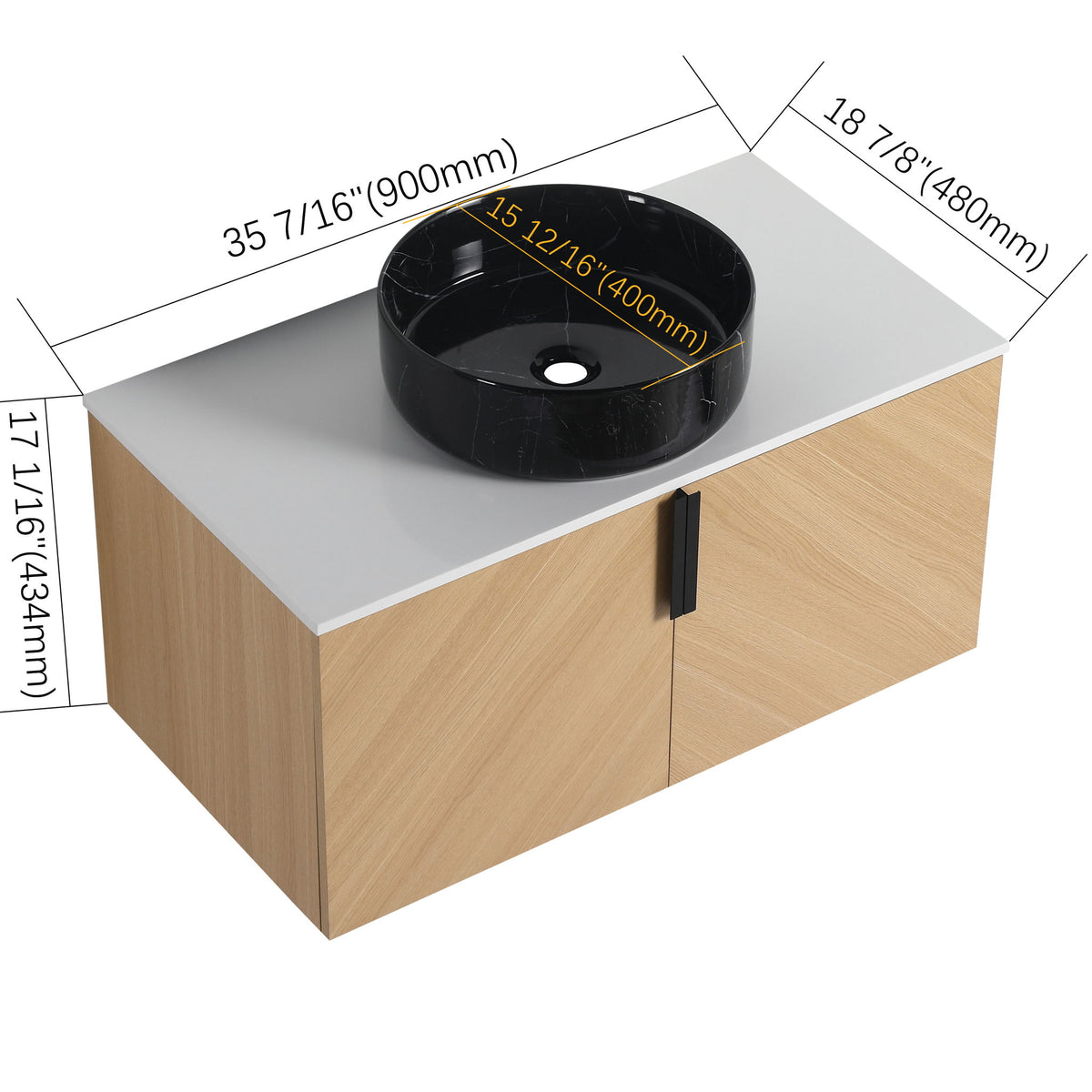 Wall Mounted Bathroom Vanity &amp; Art Sink