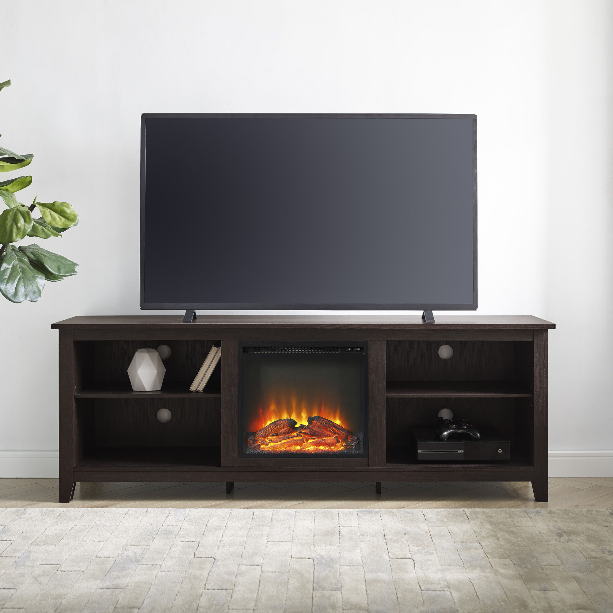 Modern Transitional 3 Shelf Open Storage 70&quot; TV Stand For 80&quot; TVs