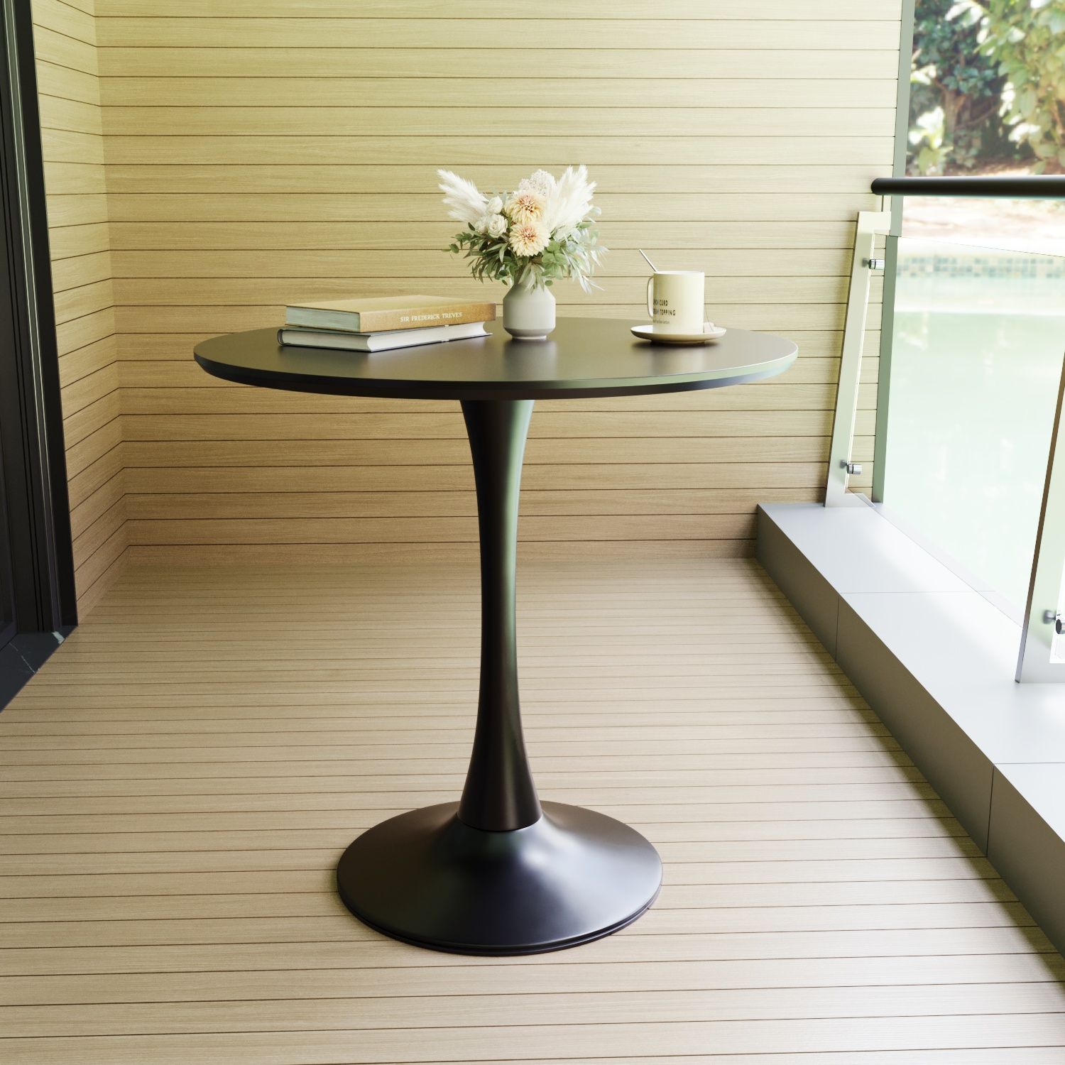 Mid Century Modern Round Dining Table With Top &amp; Pedestal Base