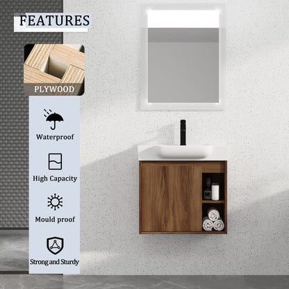 Wall Mounted Bathroom Vanity With Sink &amp; Soft Close Door