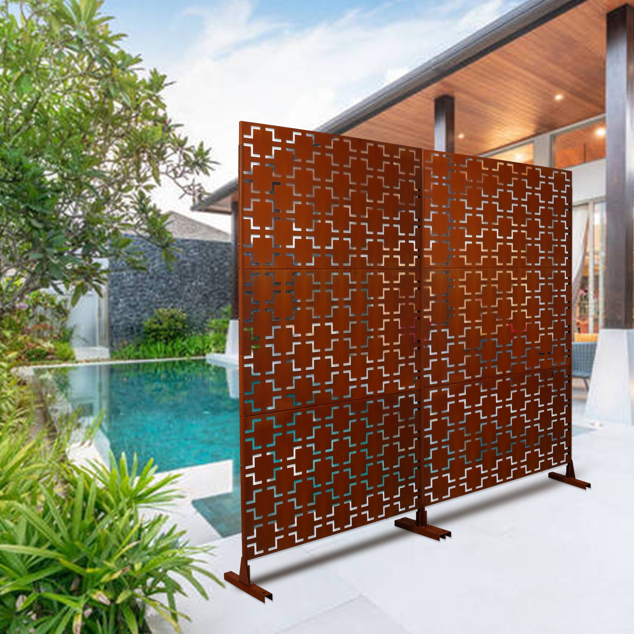 Outdoor &amp; Indoor Metal Privacy Freestanding Decorative Screen