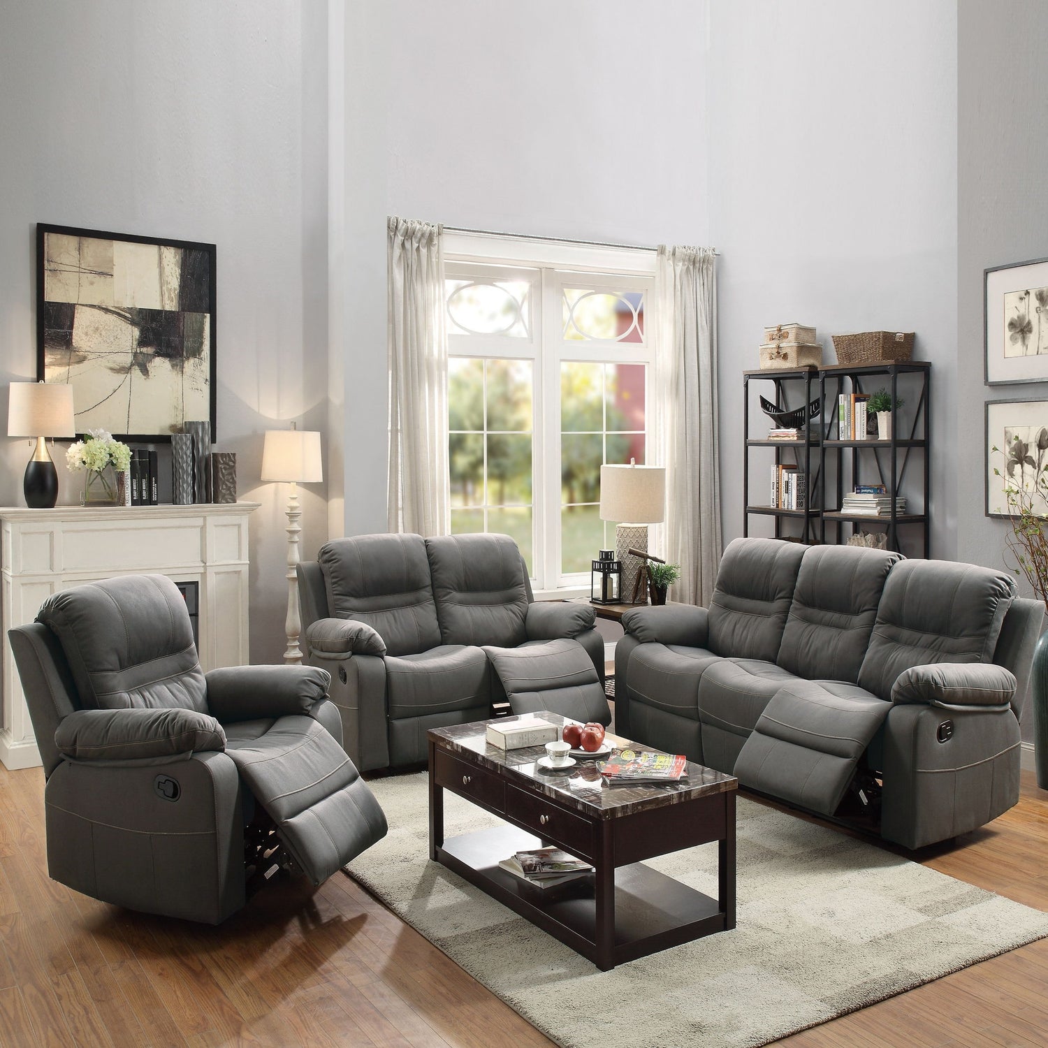 Modern Style Living Room Set With Pillow Arms