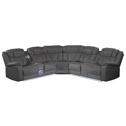 Challenger - Recliner Sectional Sofa, Built In USB, C Ports &amp; Bluetooth