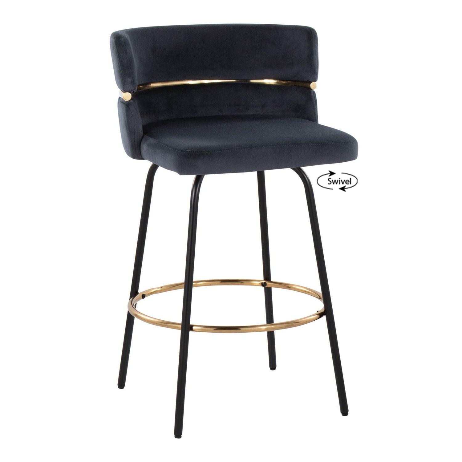 Cinch - Contemporary Fixed Height Counter Stool With Swivel &amp; Round Footrest (Set of 2)