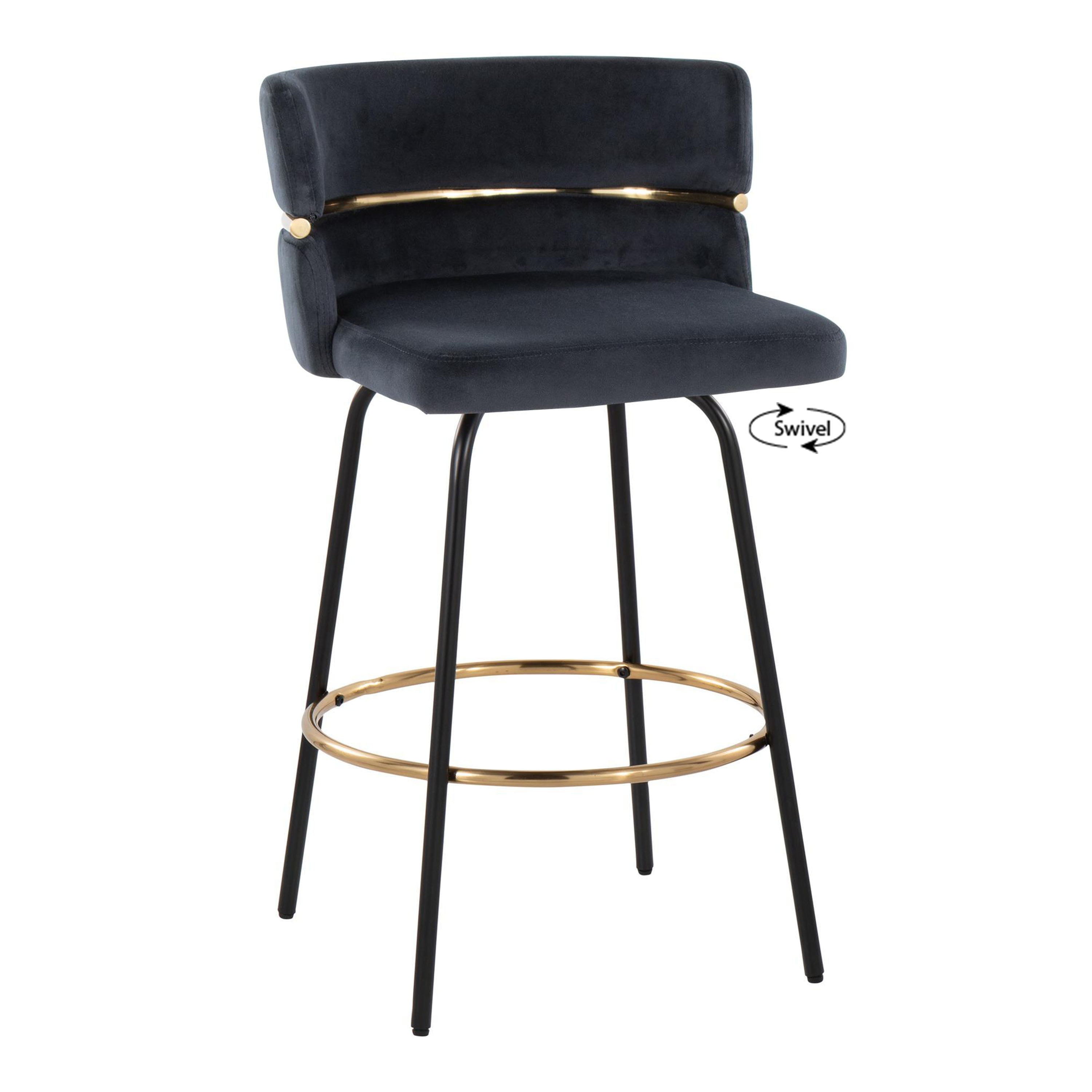 Cinch - Contemporary Fixed Height Counter Stool With Swivel &amp; Round Footrest (Set of 2)