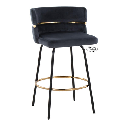 Cinch - Contemporary Fixed Height Counter Stool With Swivel &amp; Round Footrest (Set of 2)