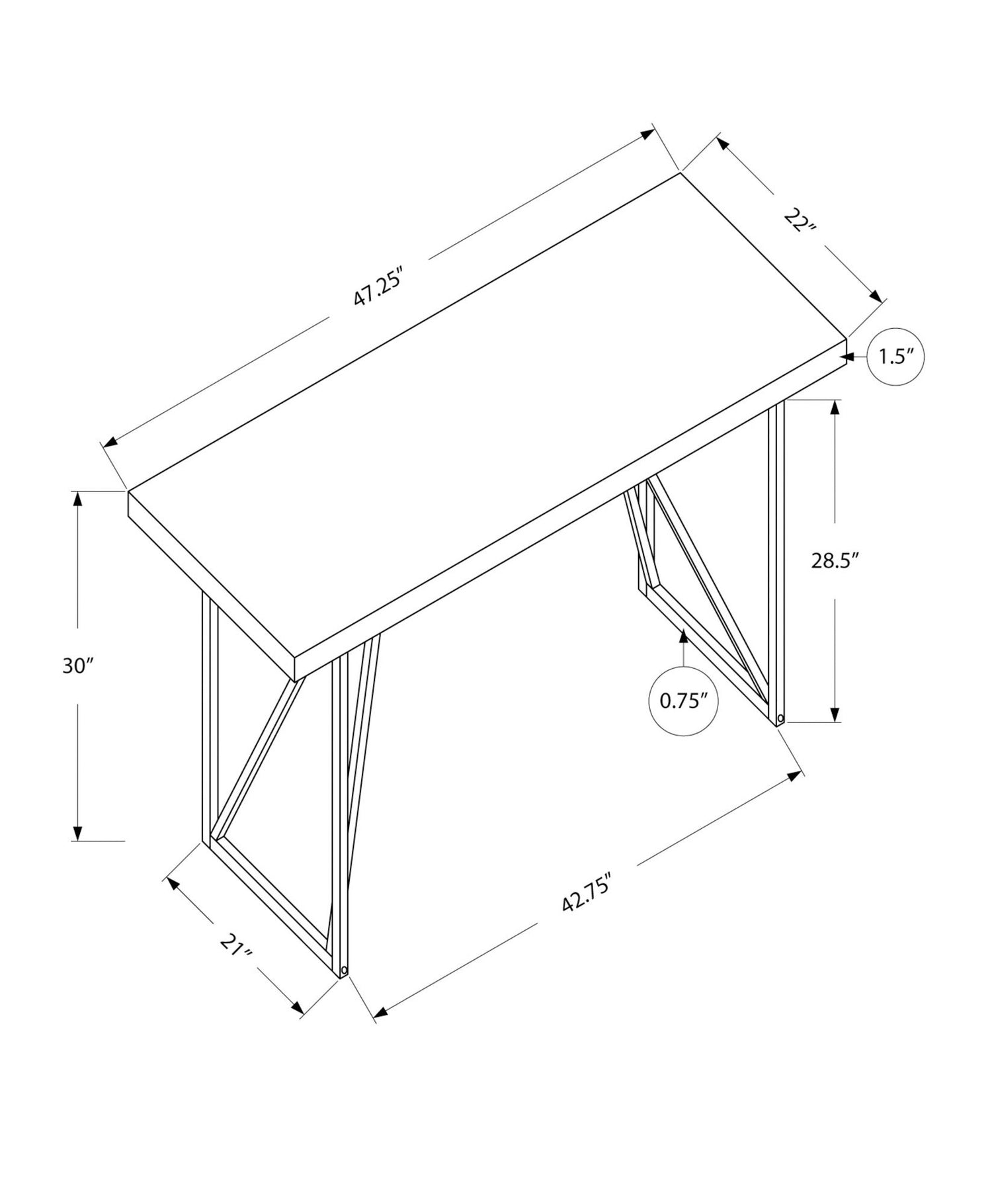 Computer Desk For Home Office Laptop, Contemporary &amp; Modern - White