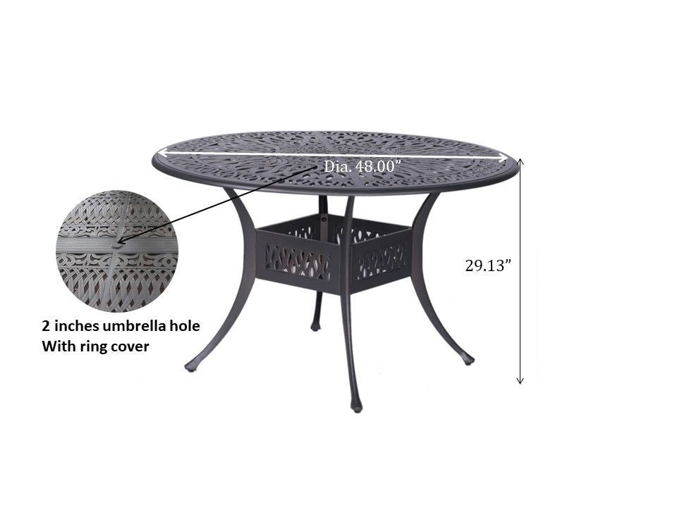 Outdoor Patio Aluminum 48&quot; Round Dining Table - Dessert Night