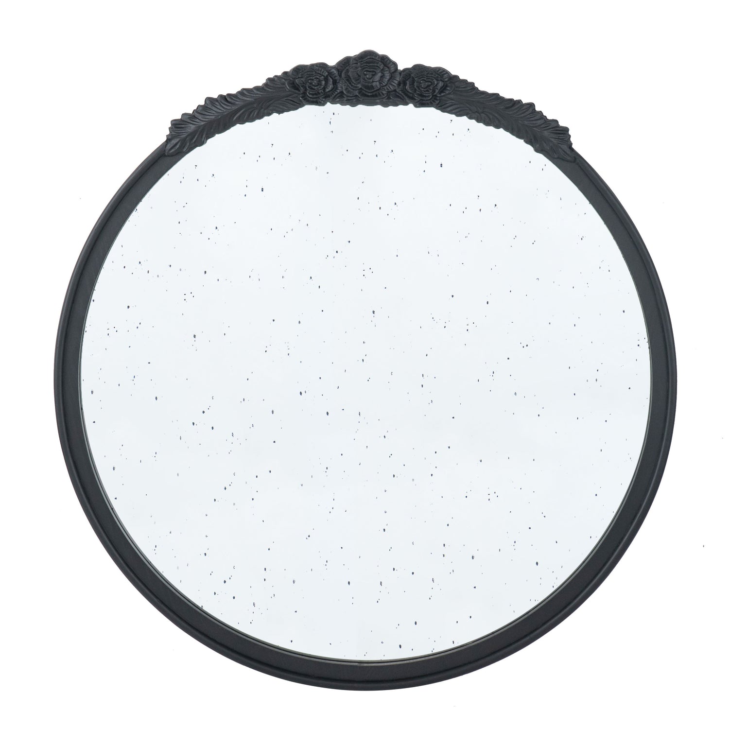 Round Hand Carved Rose Antique Mirror Frame, Wall Mirror For Live Space