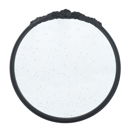 Round Hand Carved Rose Antique Mirror Frame, Wall Mirror For Live Space
