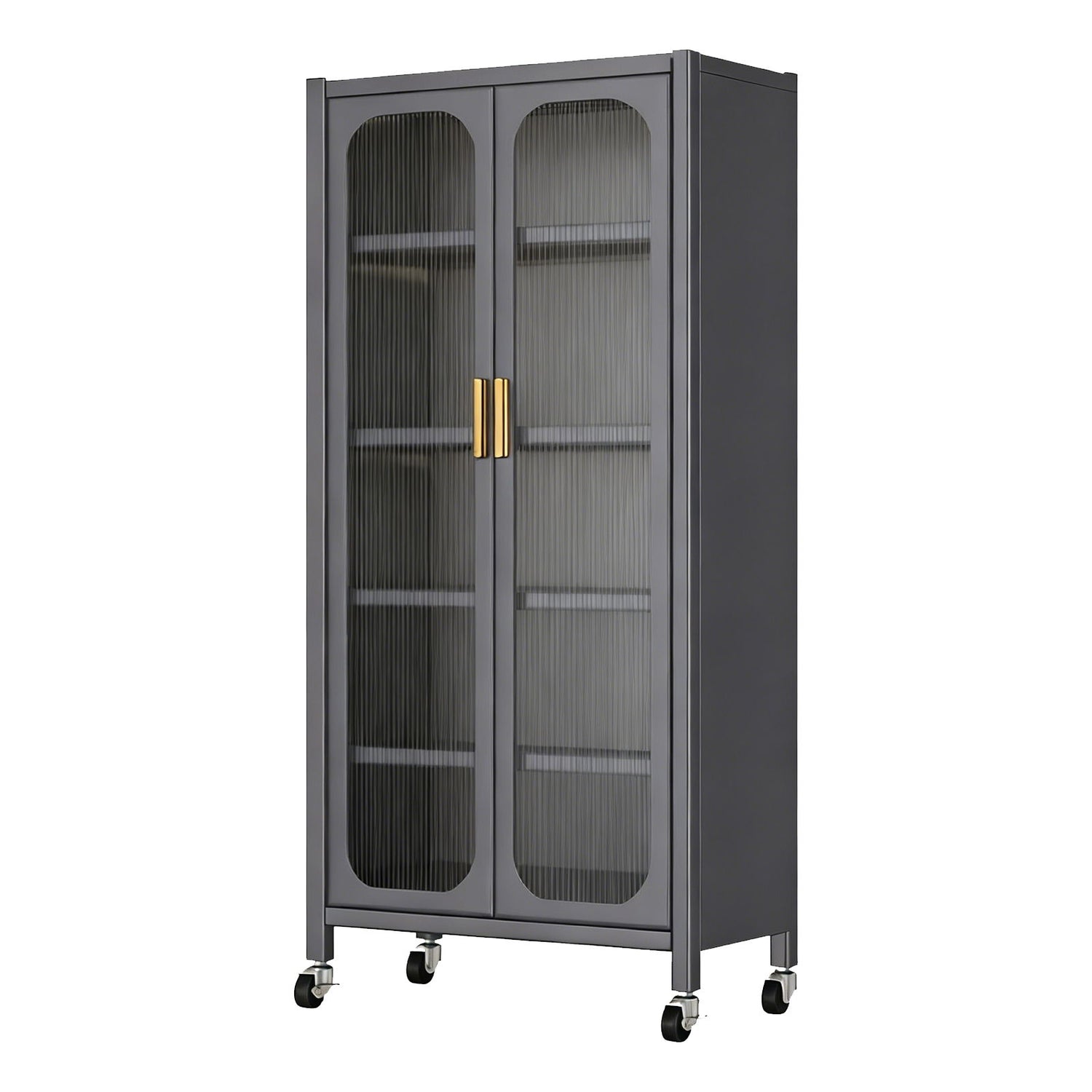 6 Tier Storage Cabinet With Transparent Door, Adjustable Shelves &amp; Wheels