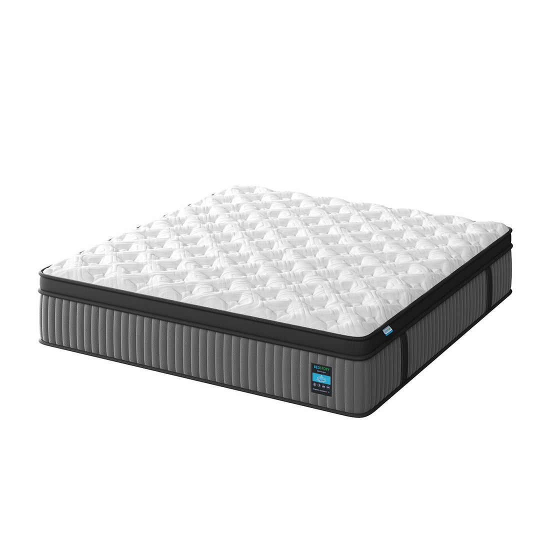 14" King Hybrid Mattress, Memory Foam &amp; Pocket Spring Bed, Cooling, Pressure Relief, Back &amp; Hip Support - Gray / White
