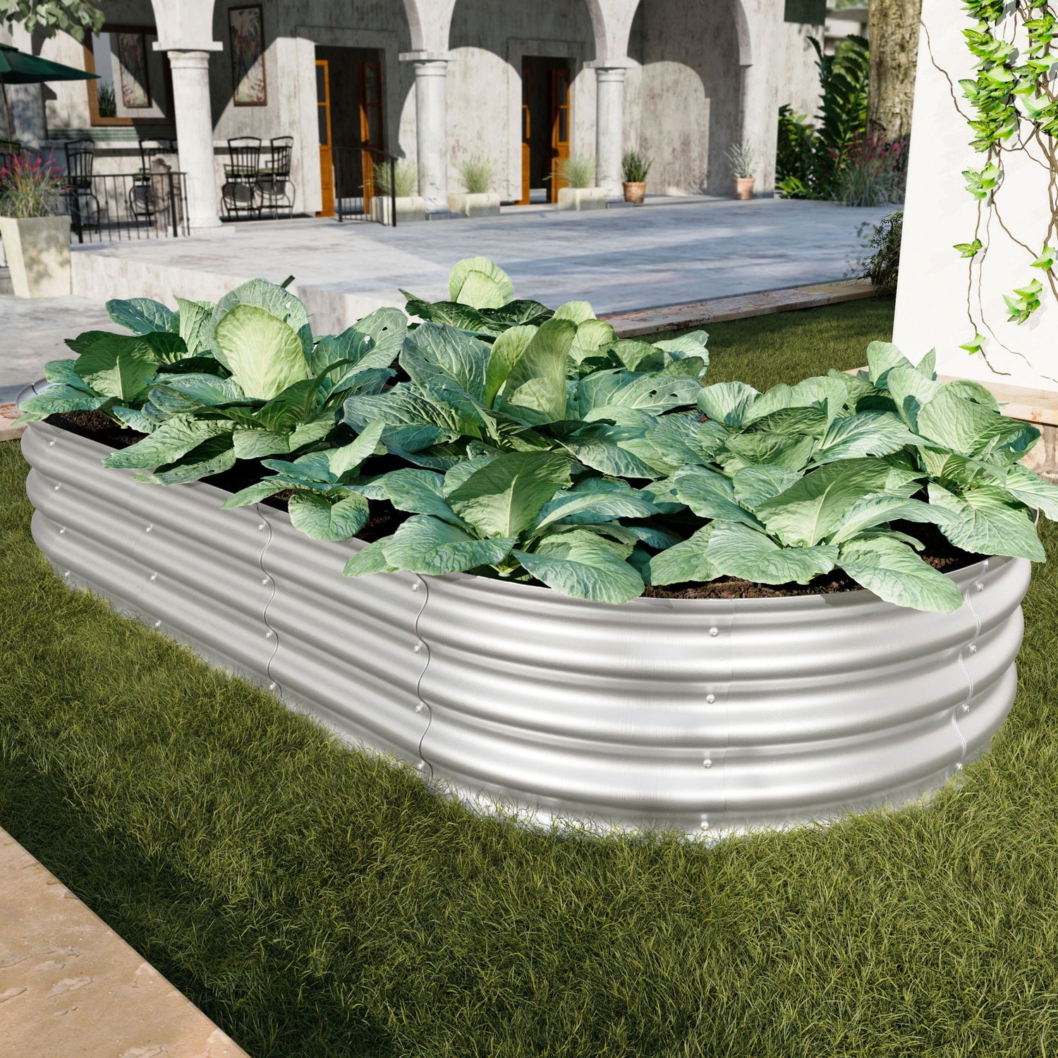 Heavy Duty Galvanized Raised Garden Bed Kit For Vegetables, Flowers &amp; Herbs