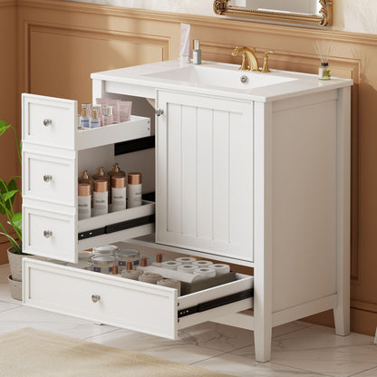 Modern Bathroom Vanity With Sink, 1 Cabinet &amp; 3 Drawers