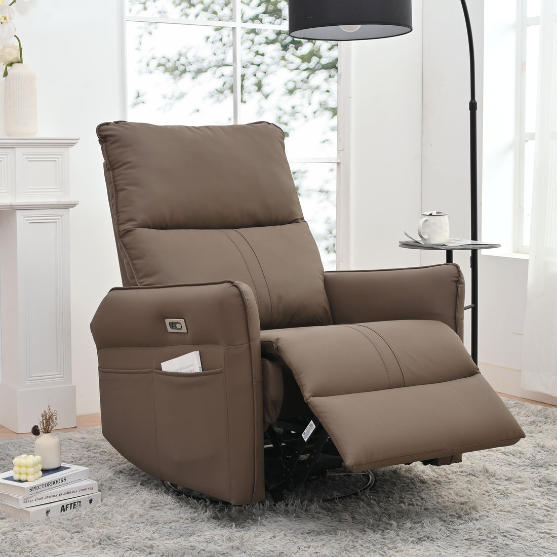29.92&quot; 270 Power Swivel Rocker Recliner Chair, Electric Glider Reclining Sofa With USB Ports, Power Swivel Glider, Rocking Chair Nursery Recliners For Living Room Bedroom