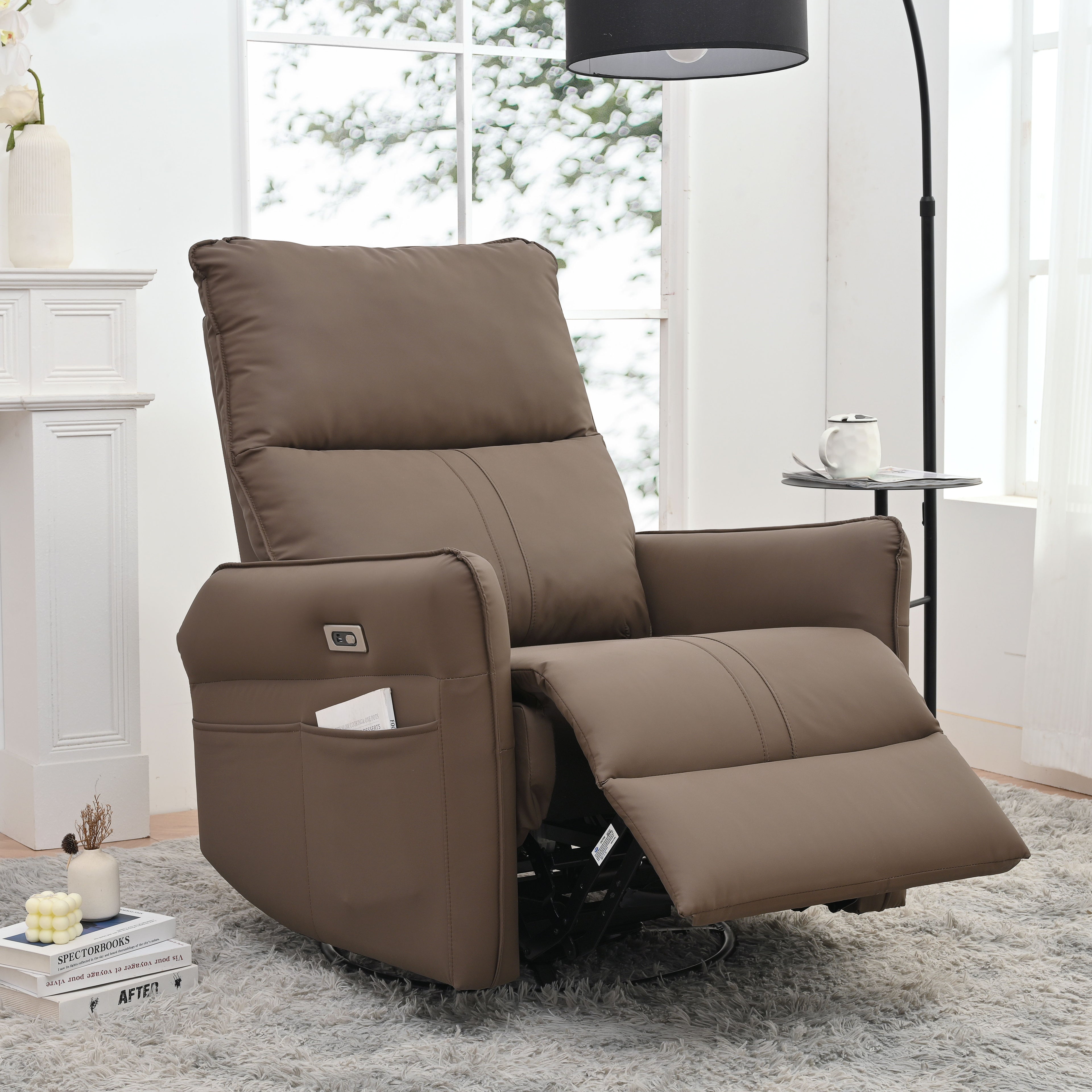 29.92&quot; 270 Power Swivel Rocker Recliner Chair, Electric Glider Reclining Sofa With USB Ports, Power Swivel Glider, Rocking Chair Nursery Recliners For Living Room Bedroom