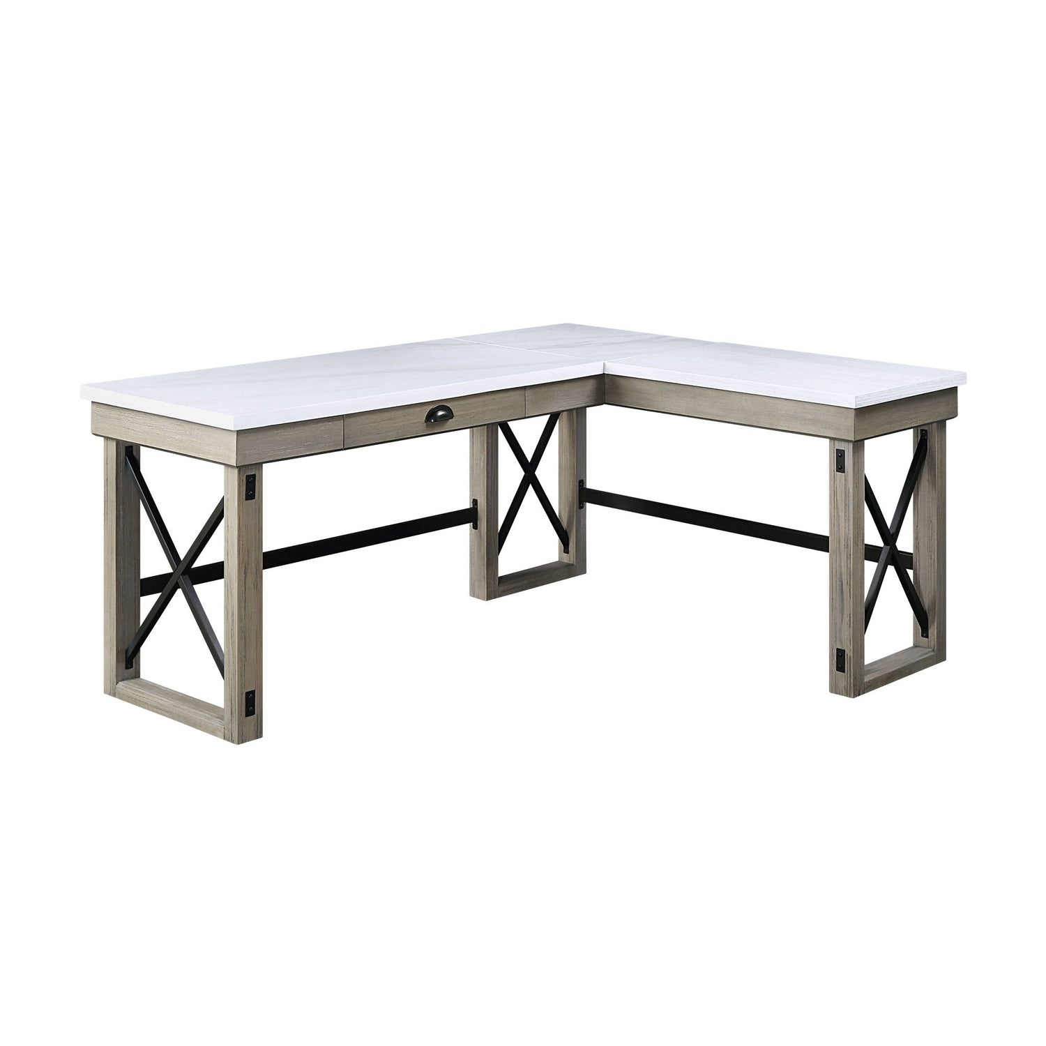 Talmar - Marble Top &amp; Rustic Writing Desk With Lift Top - Oak