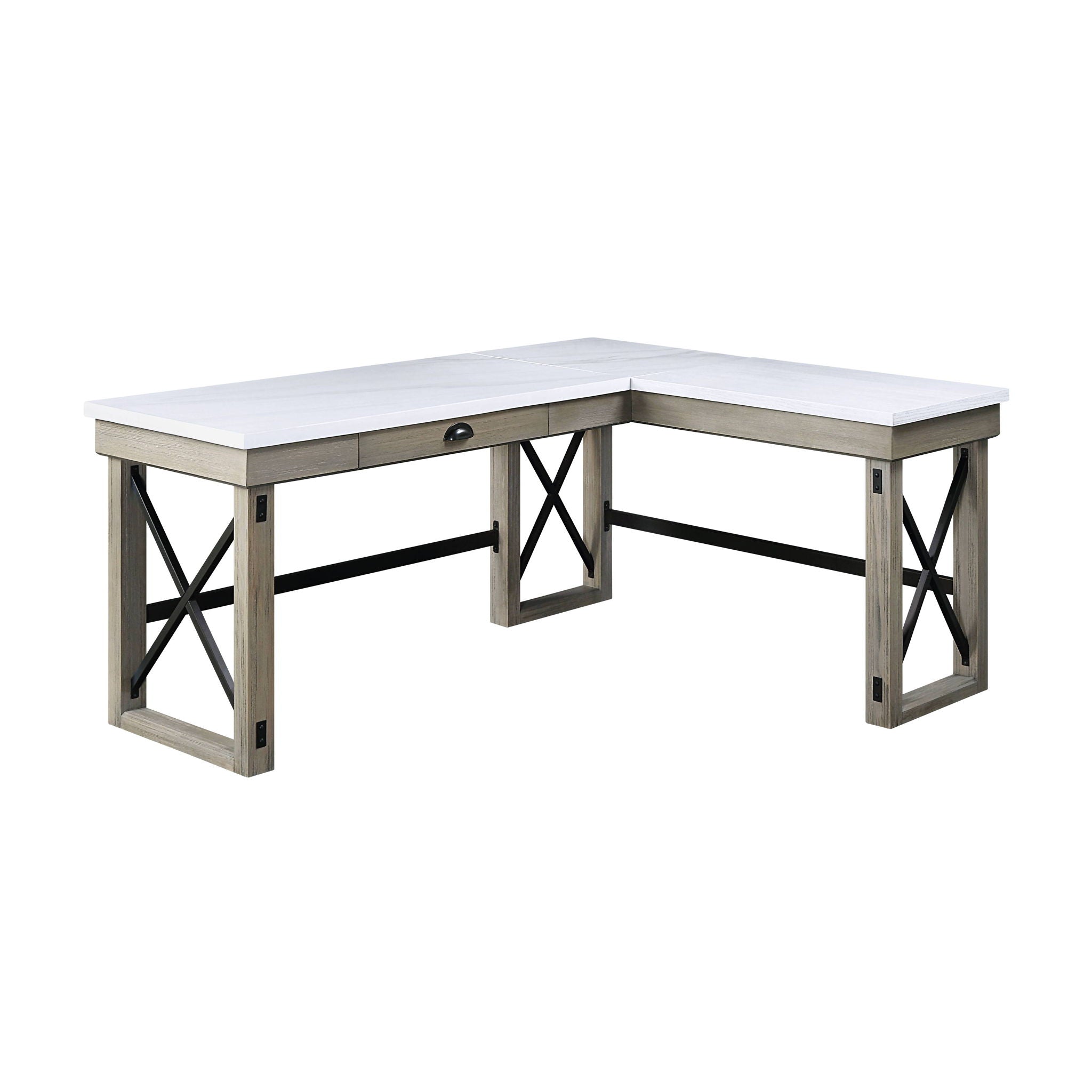 Talmar - Marble Top &amp; Rustic Writing Desk With Lift Top - Oak