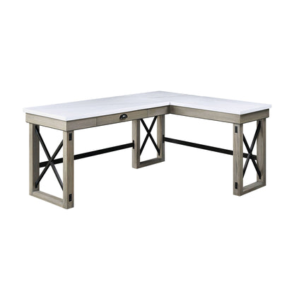 Talmar - Marble Top &amp; Rustic Writing Desk With Lift Top - Oak
