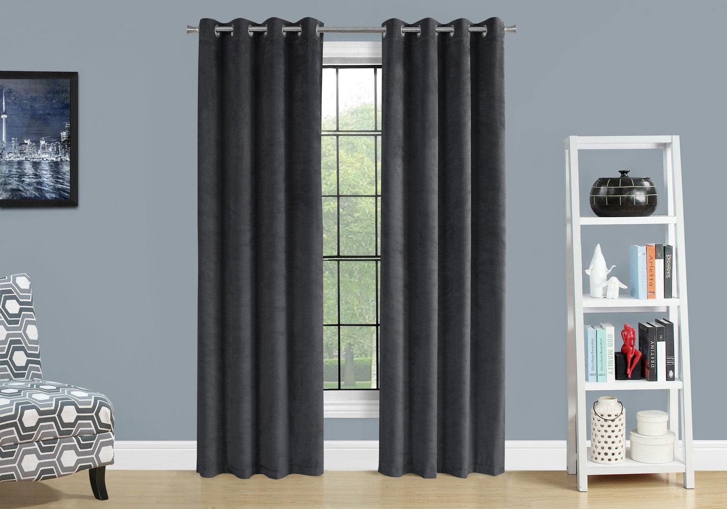 2 Pieces Set, Curtain Panel, Room Darkening, Grommet, Contemporary &amp; Modern