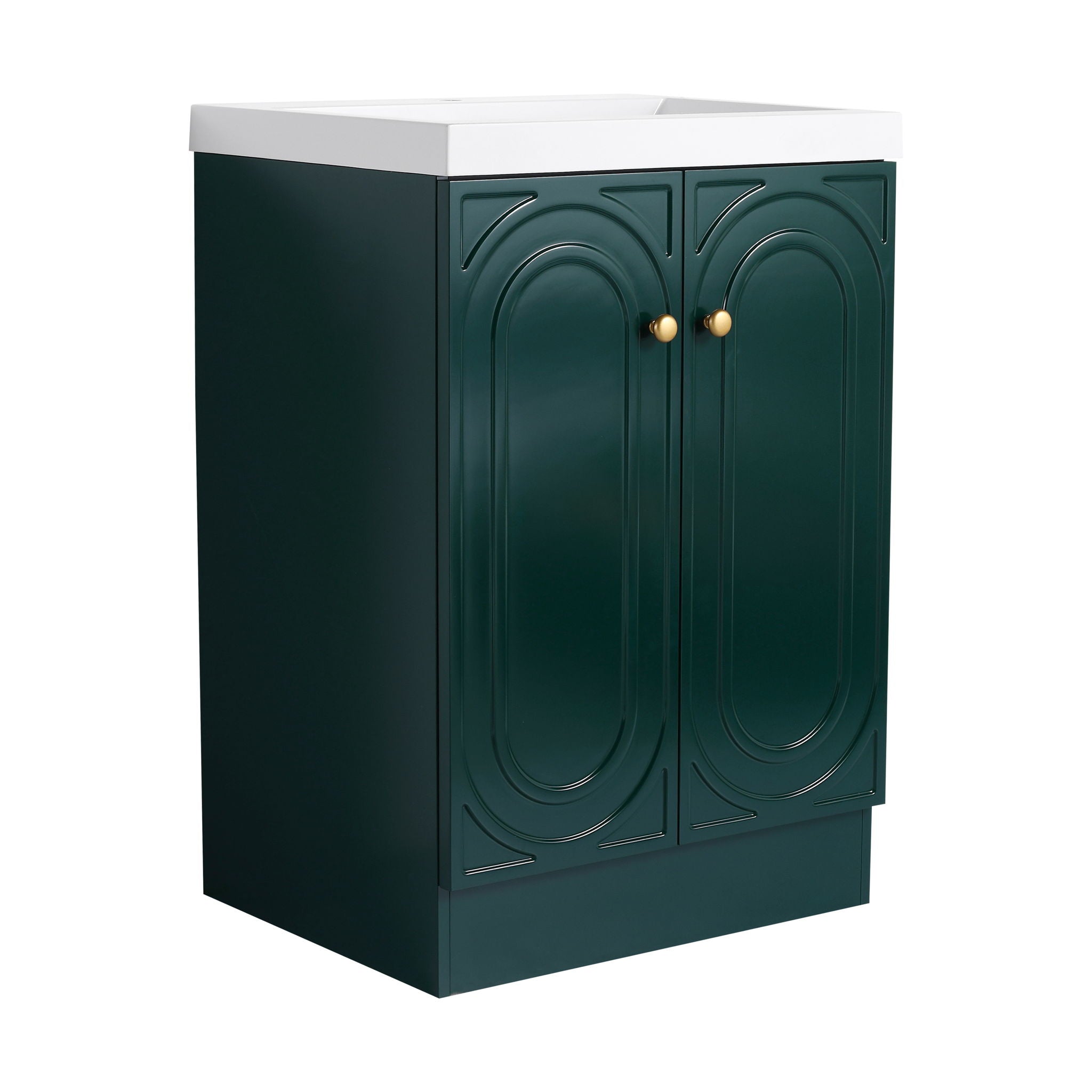 Contemporary Freestanding Bathroom Vanity With Resin Sink &amp; Soft-Close Cabinet Doors