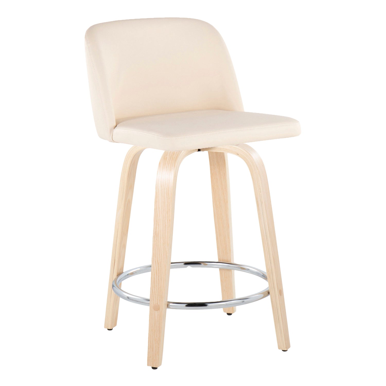 Toriano - Contemporary Fixed Height Counter Stool &amp; Swivel And Round Footrest (Set of 2)