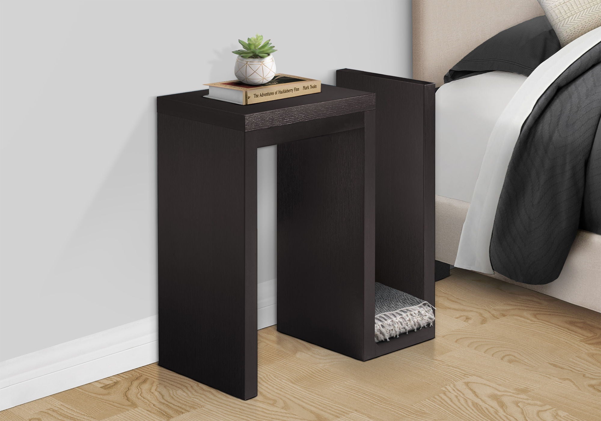 Accent Side Table, Narrow, Small, Contemporary &amp; Modern - Brown