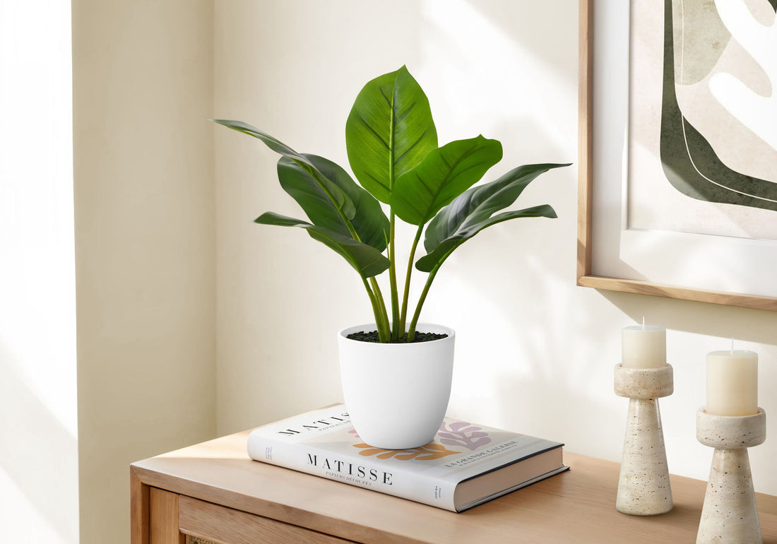 17&quot; Tall, Artificial Plant, Aureum, Indoor, Faux, Fake, Table, Greenery, Potted, Real Touch, Decorative - Green / White