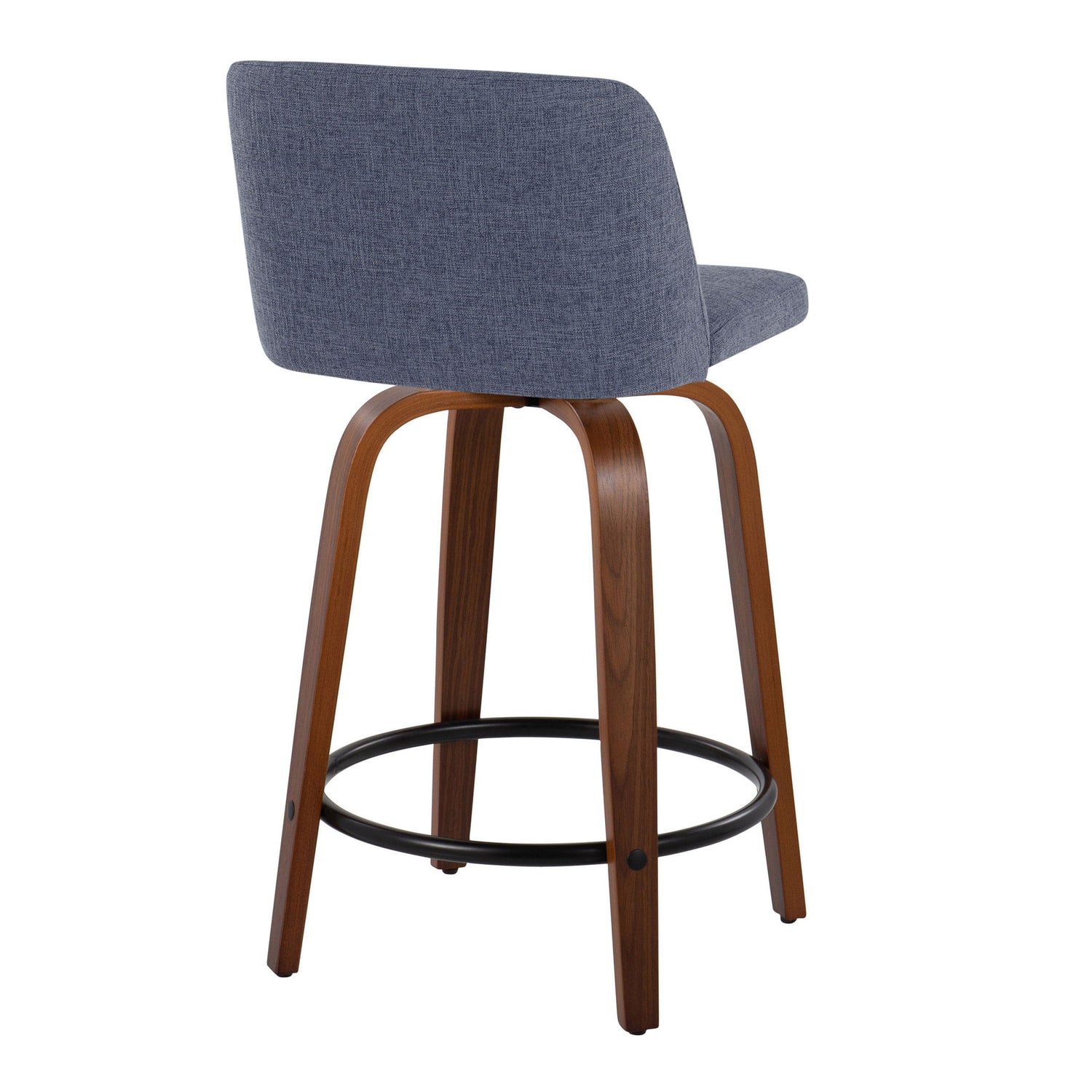 Toriano - Mid Century Modern, Fixed Height Counter Stool &amp; Swivel And Round Footrest (Set of 2)