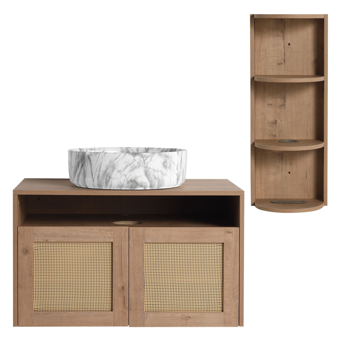 Bathroom Vanity &amp; Art Sink And Storage Rack, Float Mounting Design
