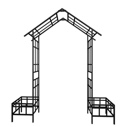 Garden Arch With Adjustable &amp; Climbing Plants Support - Black
