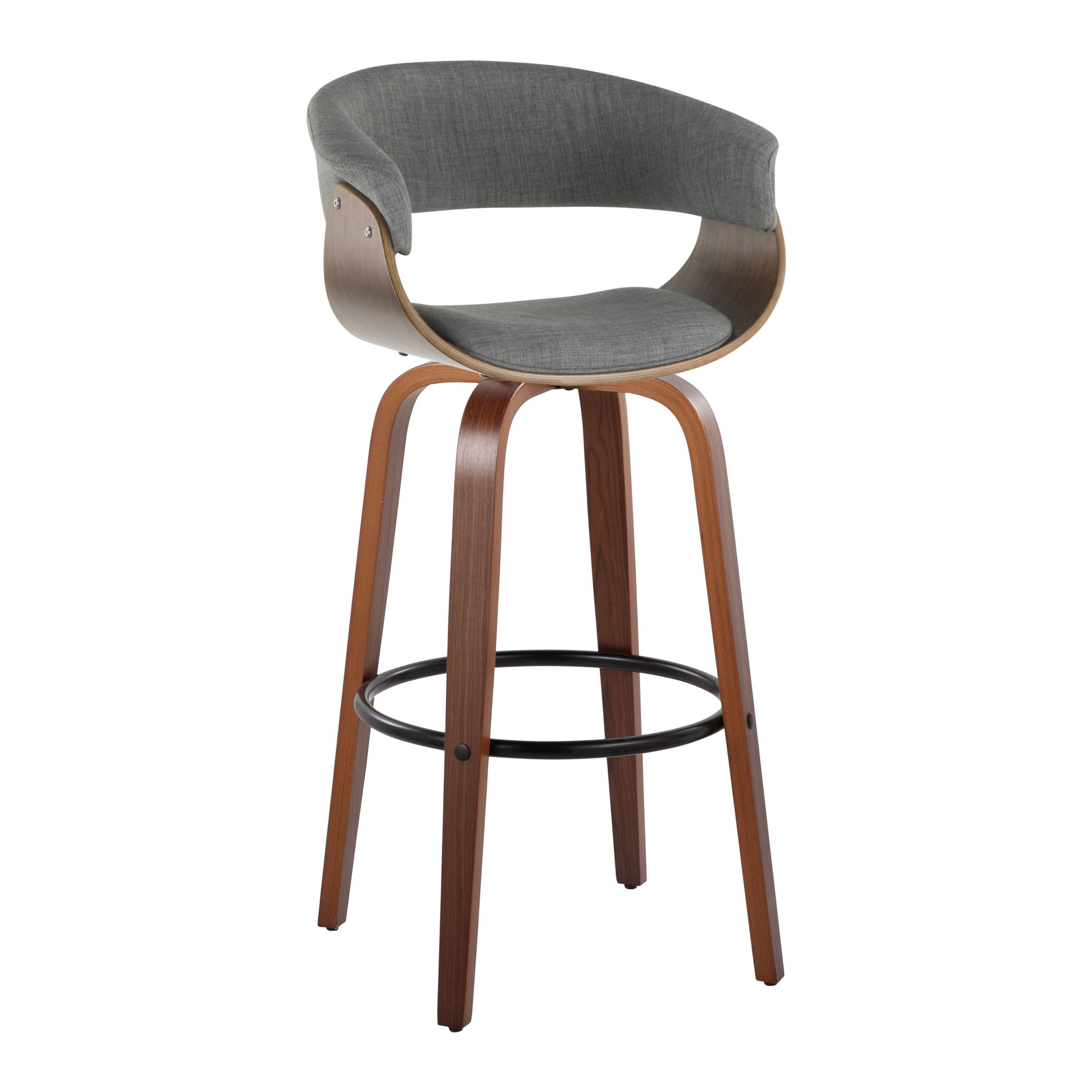 Vintage Mod - Mid Century Modern Fixed Height Barstool With Swivel &amp; Round Footrest (Set of 2)
