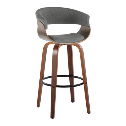 Vintage Mod - Mid Century Modern Fixed Height Barstool With Swivel &amp; Round Footrest (Set of 2)