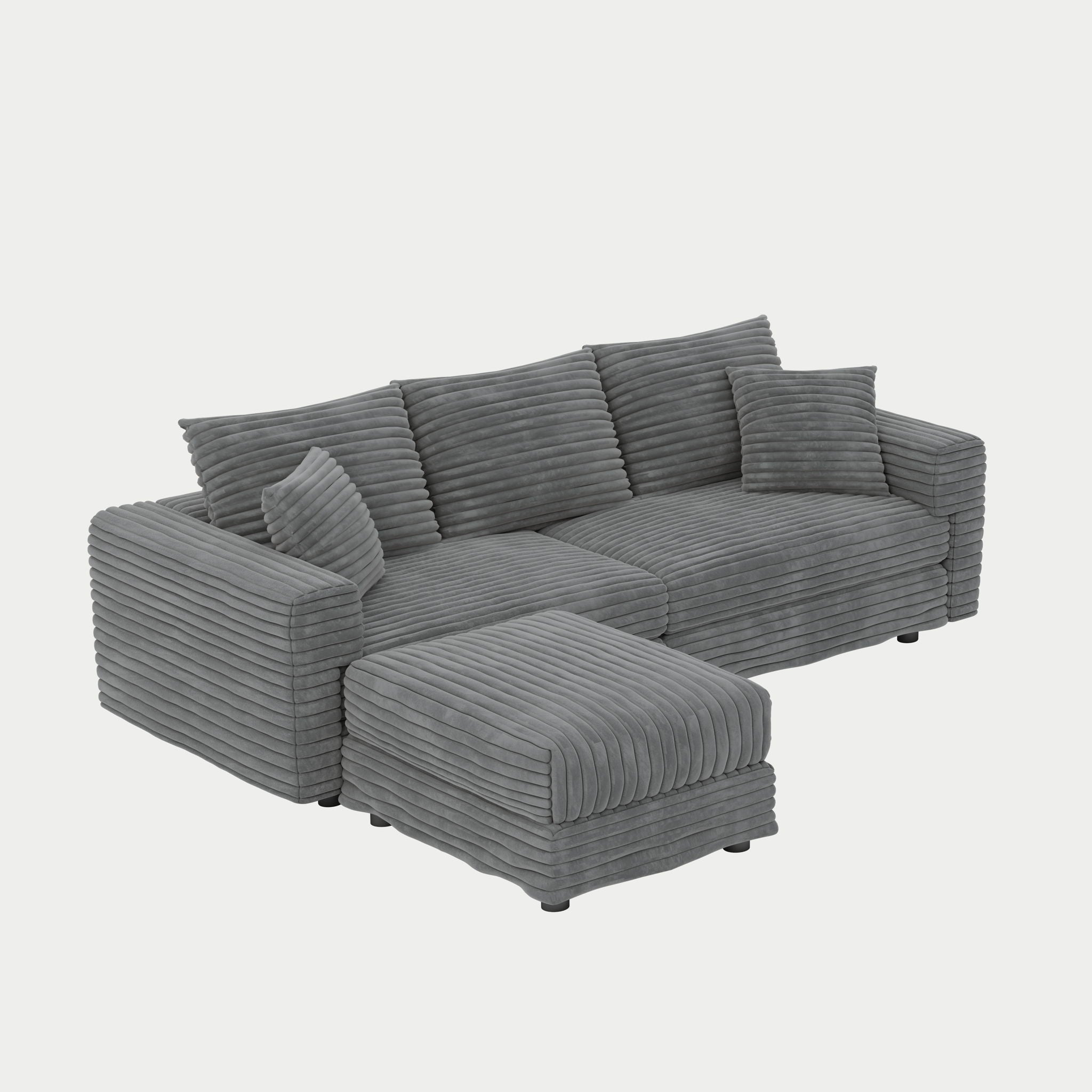 Convertible Deep Seat Sofa With Soft Pillows And Ottomans
