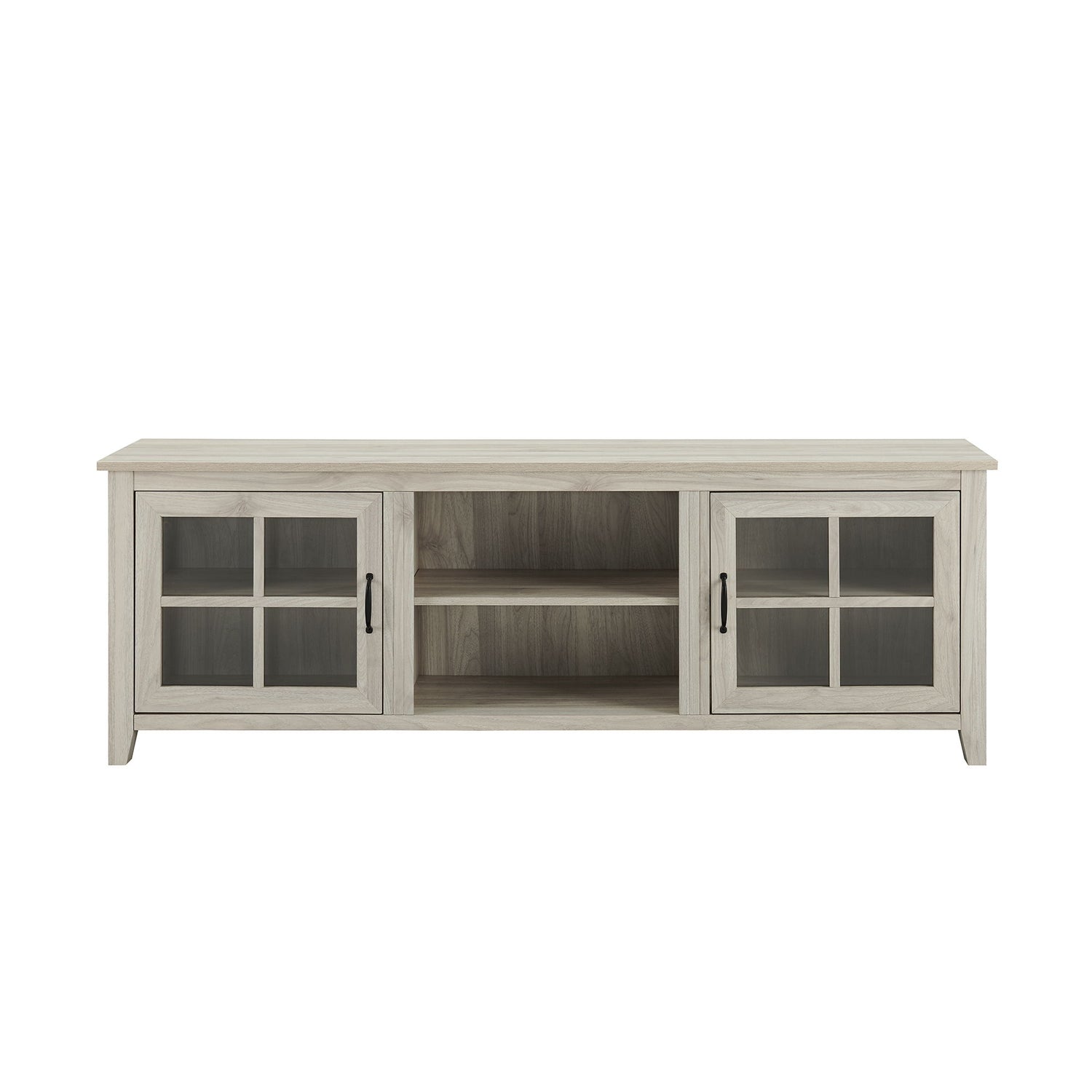 Modern Farmhouse 2 Door Glass Windowpane 70&quot; TV Stand For 80&quot; TVs
