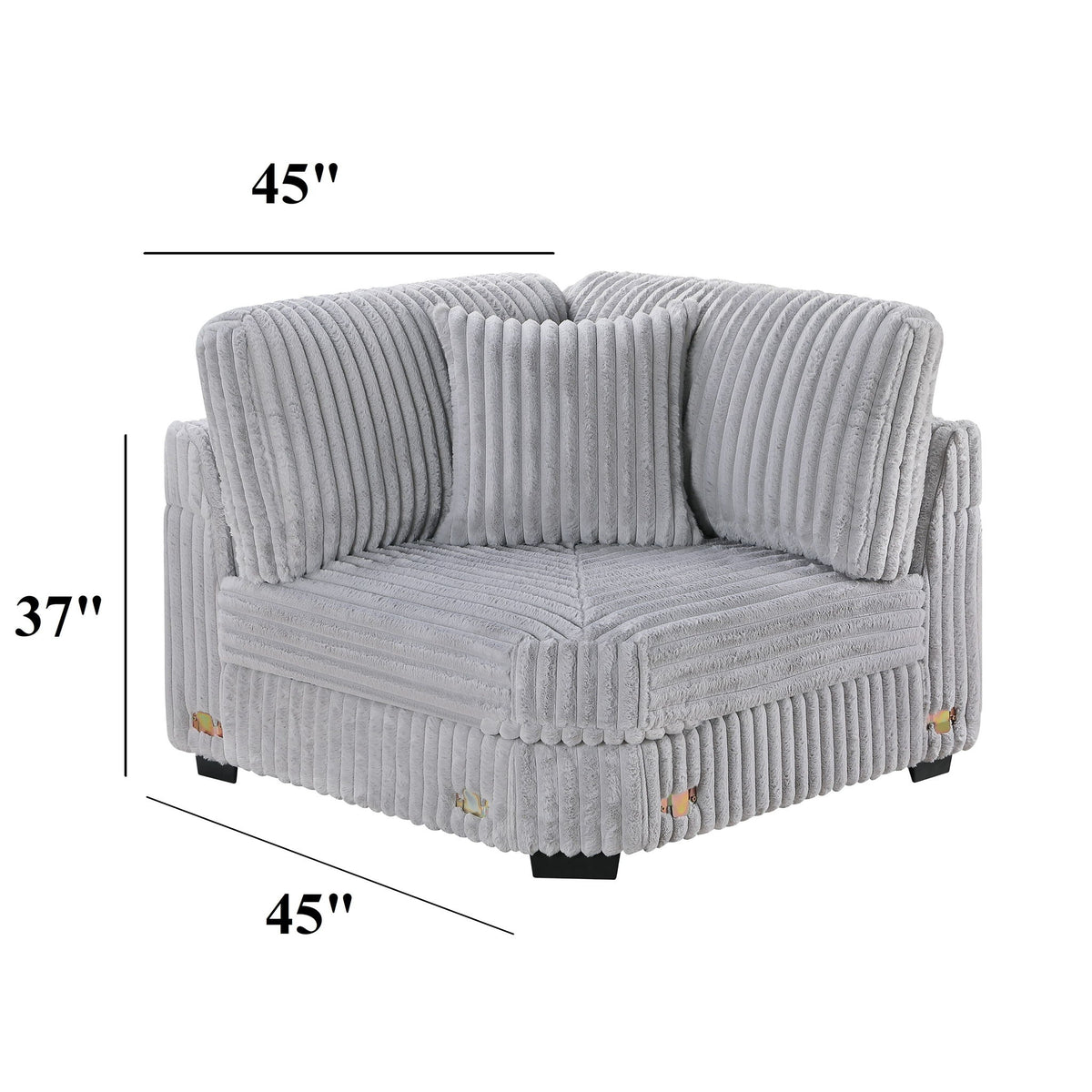 Corner Wedge Chair With Pillow, Living Room Furniture, Soft Upholstered Modular Seating - Gray / Mink