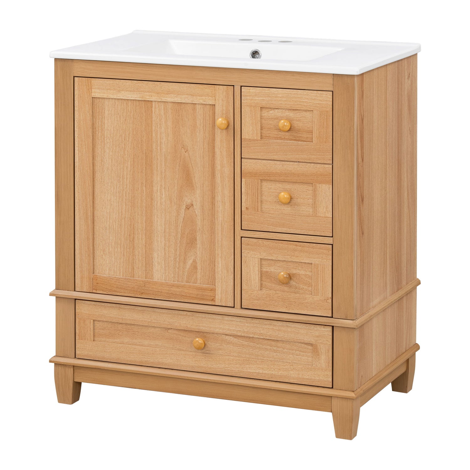Freestanding Bathroom Vanity With Sink, Soft Close Doors &amp; Drawers, Ample Storage - Wood