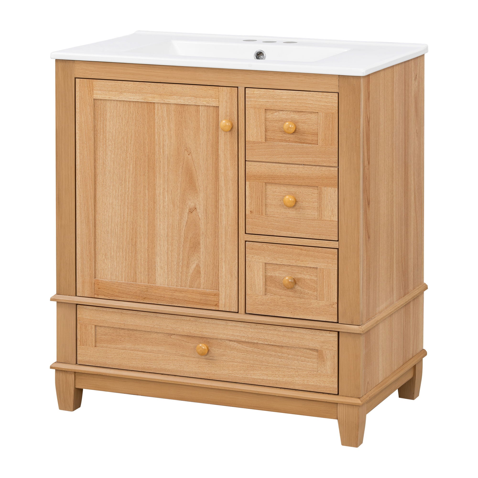 Freestanding Bathroom Vanity With Sink, Soft Close Doors &amp; Drawers, Ample Storage - Wood