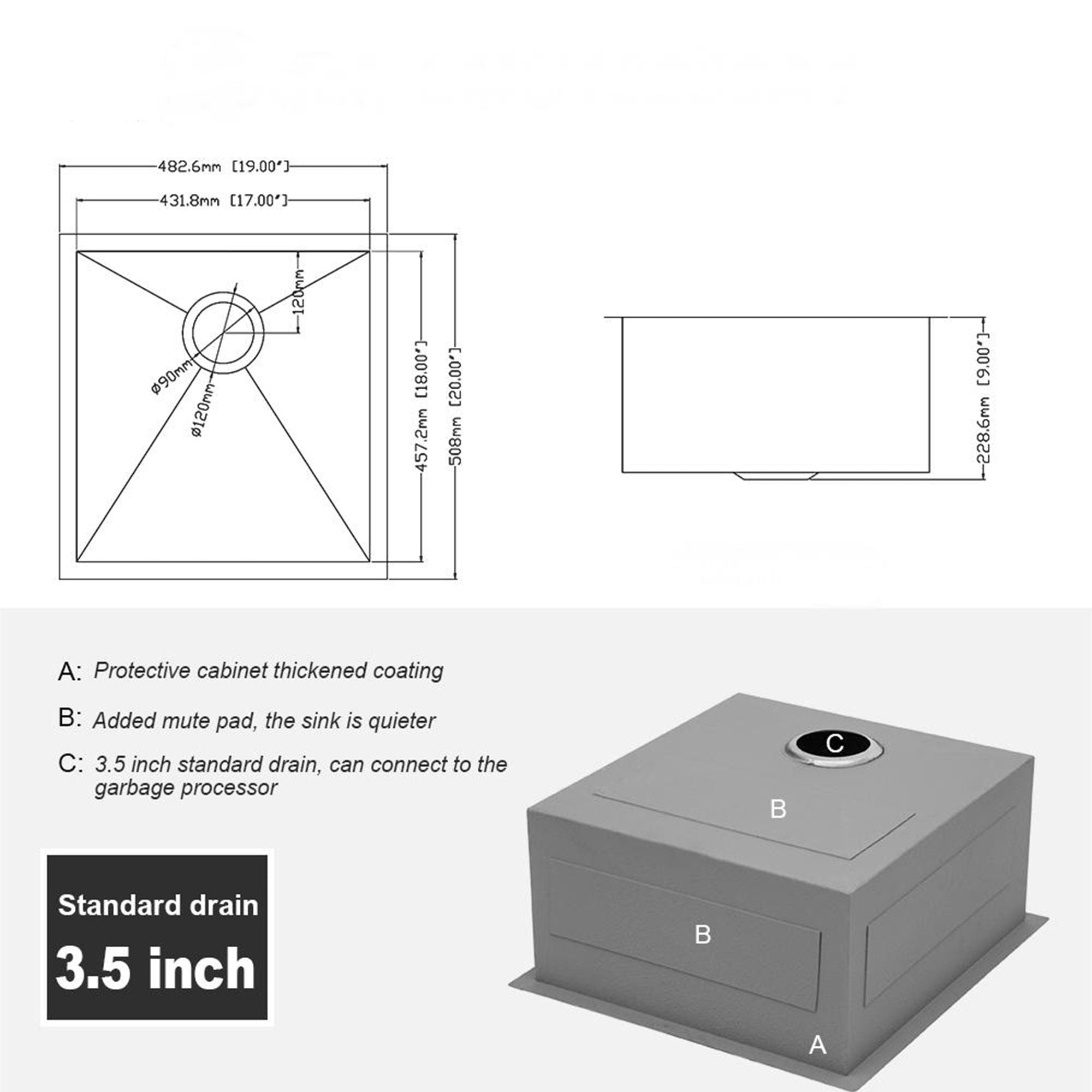 Modern Style Undermount Sink With Stainless Steel, Deep Single Bowl