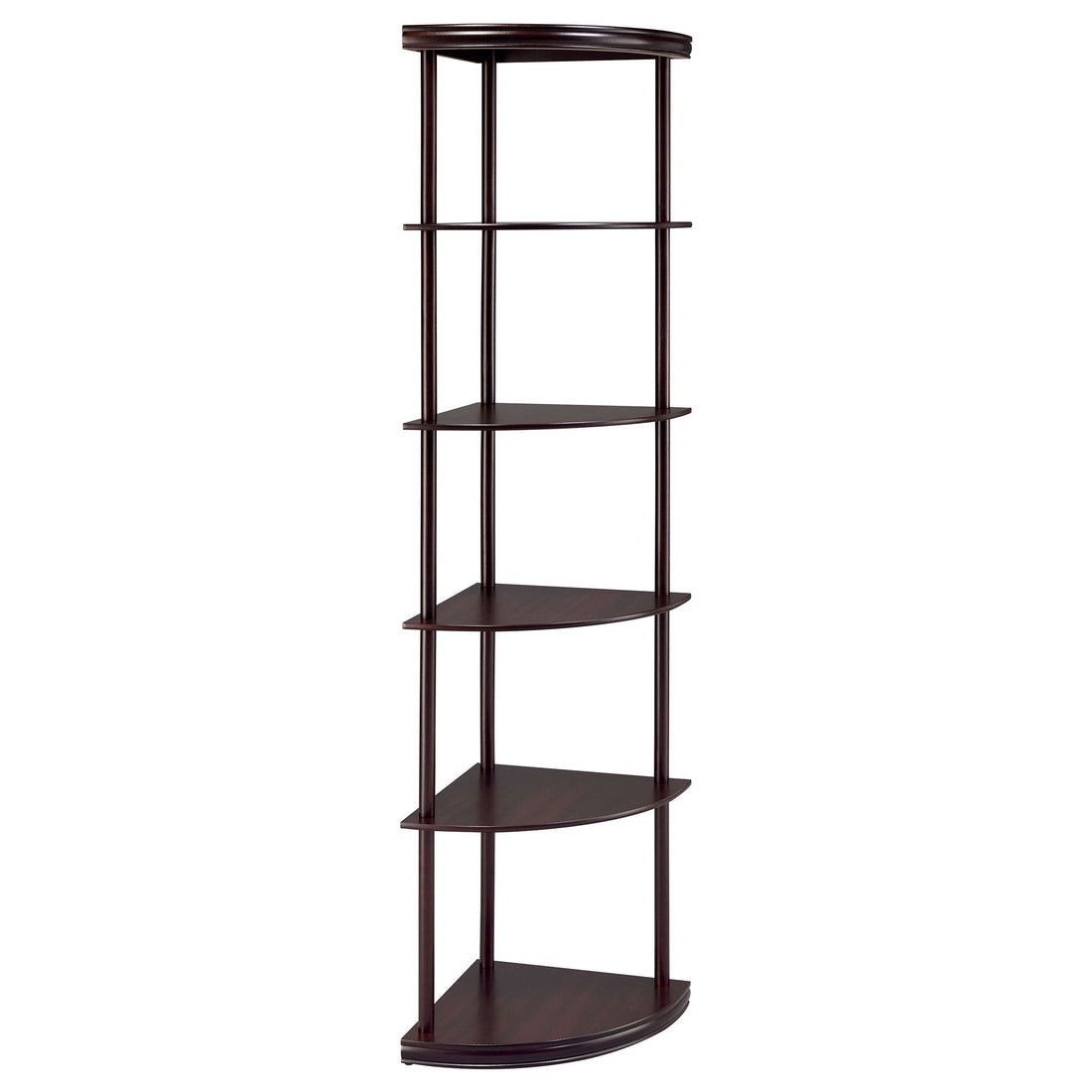 Corner Bookcase With 5 Shelves, Compact Design For Living Room - Cappuccino