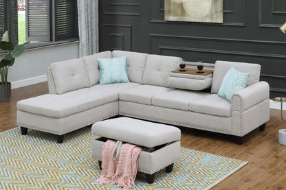 Alger - Left Hand Facing Sofa &amp; Chaise With Ottoman